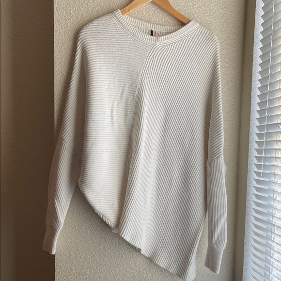 Free People Downtown Cream Asymmetrical Knit Sweater - Picture 1 of 8